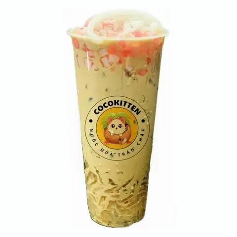 Hình ảnh Trà sữa trân châu dừa non + rau câu sợi (500ml)