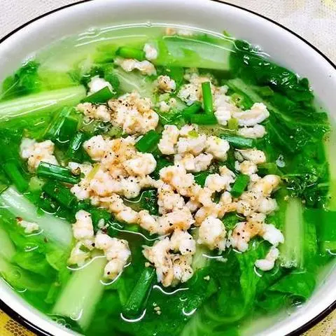 Hình ảnh canh cải nấu tôm/ nghêu