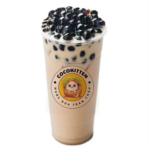 Hình ảnh Trà sữa trân châu đường đen + rau câu sợi (500ml)