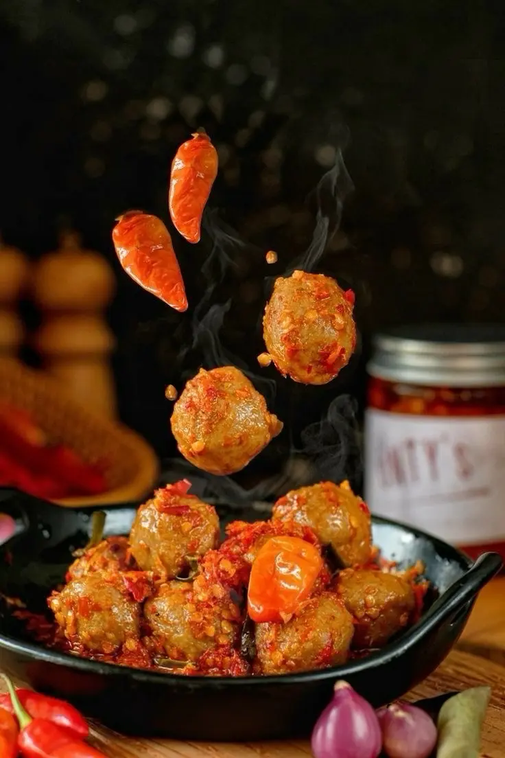 Hình ảnh Bò Viên Tươi Sốt Thái