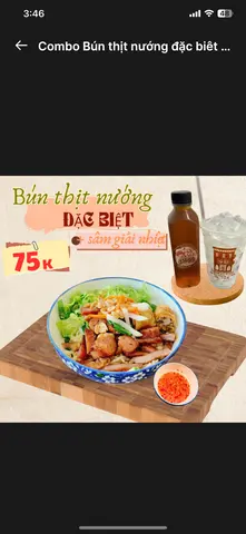 Hình ảnh Combo bún thịt nướng đặc biệt - nước sâm