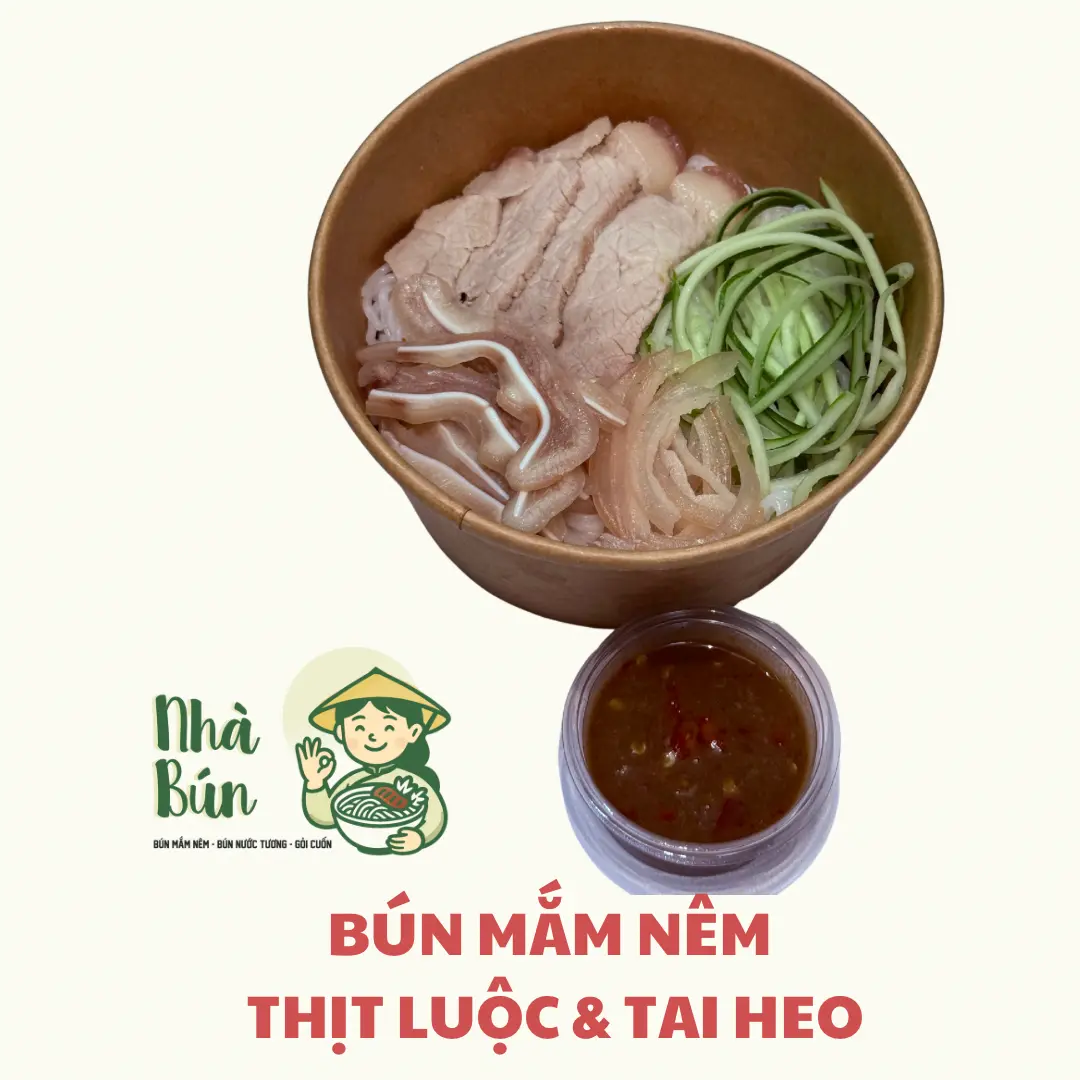 Hình ảnh Bún mắm nêm thịt luộc - tai heo
