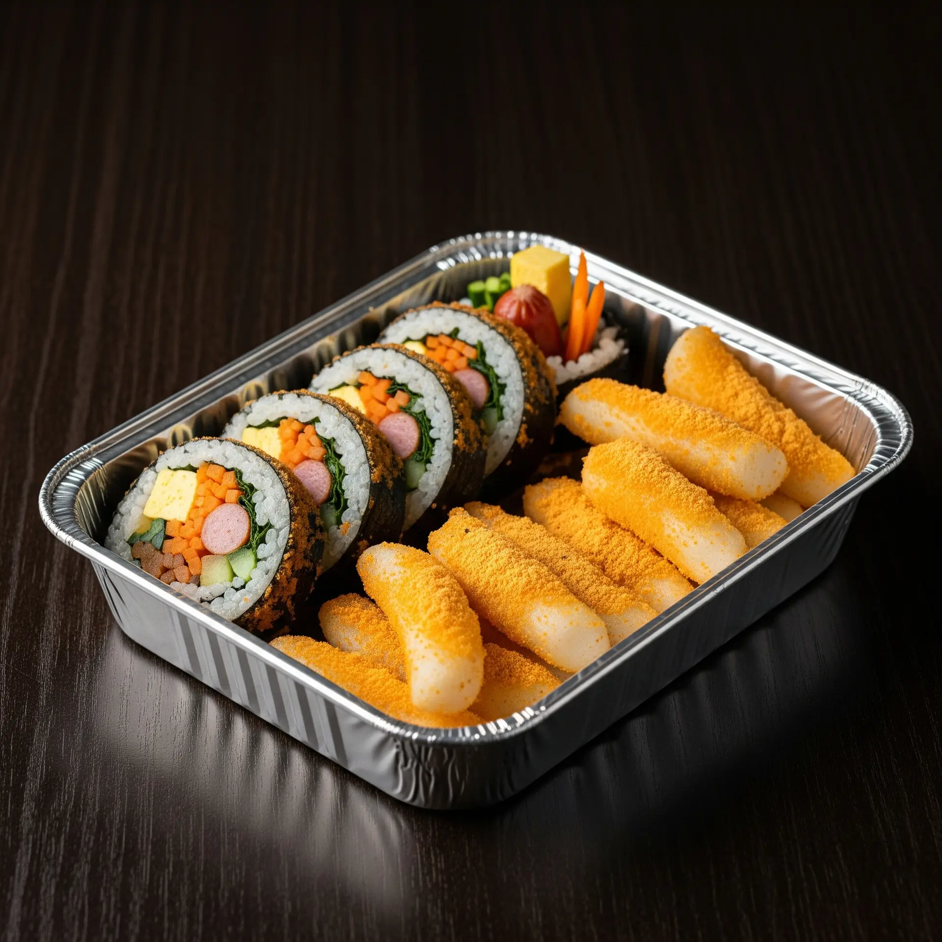 Hình ảnh Box Kimbap + Bánh Gạo Lắc Phô Mai