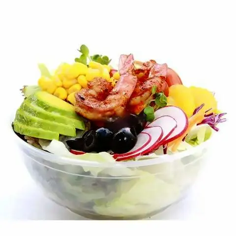 Hình ảnh Premium HD salad 3 - Rau củ trộn và tôm nướng đặc biệt sốt ăn Kèm Chua ngọt bắp hạt dâu tươi táo 