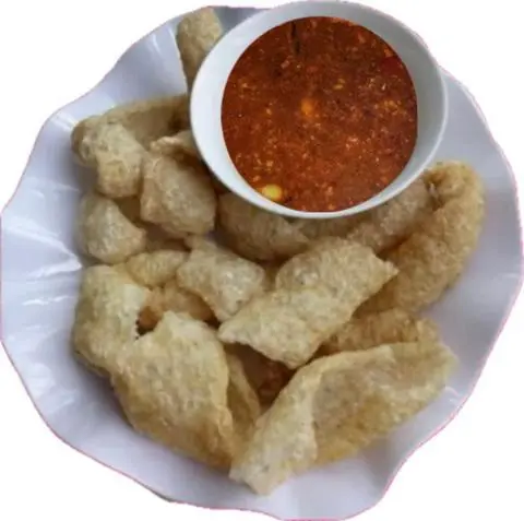 Hình ảnh Da Heo Chấm Sốt Bơ Mỡ Hành (Không Bánh Tráng)