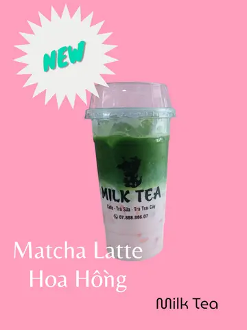 Hình ảnh Matcha Latte hoa hồng