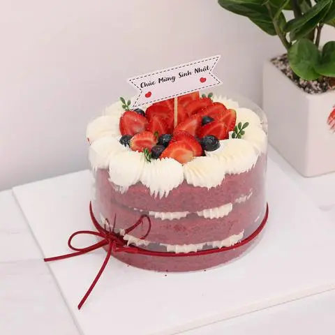 Hình ảnh Bánh Nhung Đỏ (Red Velvet) Mix Trai Cây Tươi - Size 16cm
