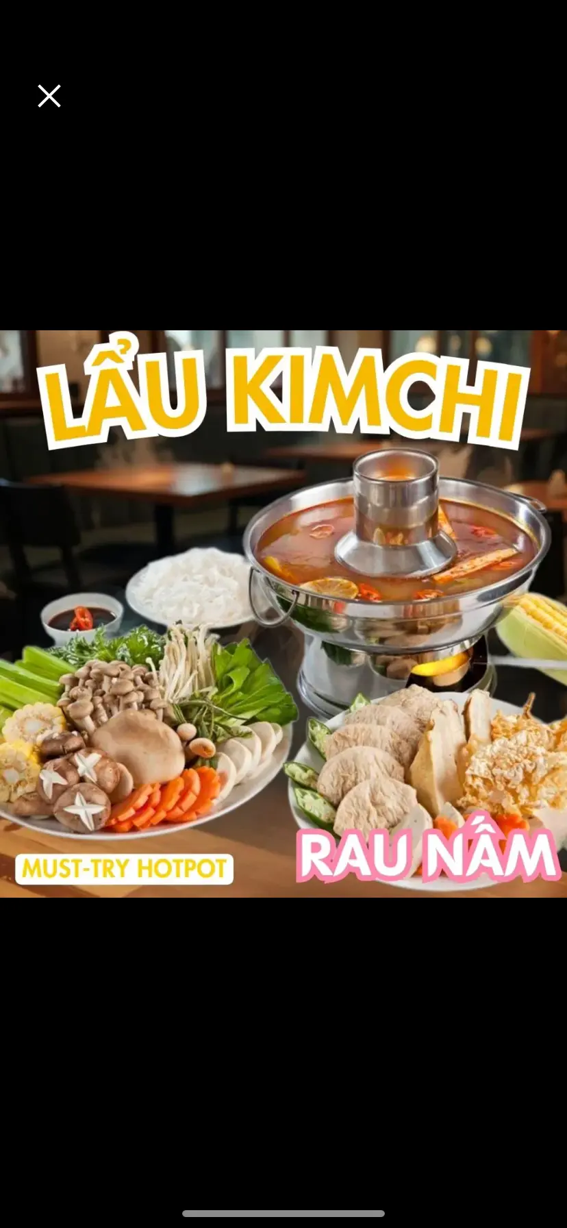 Hình ảnh LẨU KIM CHI CHAY RAU NẤM VỪA