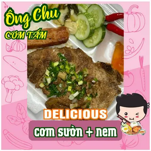 Hình ảnh Cơm sườn nem nướng