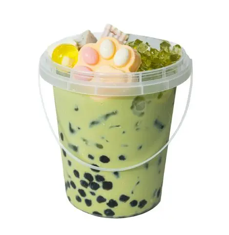 Hình ảnh Trà Sữa Thái Xanh Xô Full Topping Size 1L