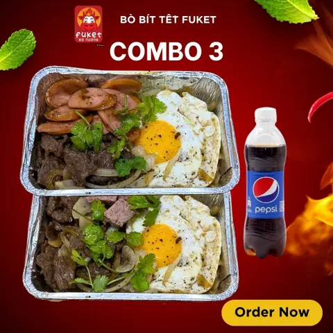 Hình ảnh Combo 3 - bò bít tết pate trứng - bò bít tết xúc xích trứng - 1 pepsi
