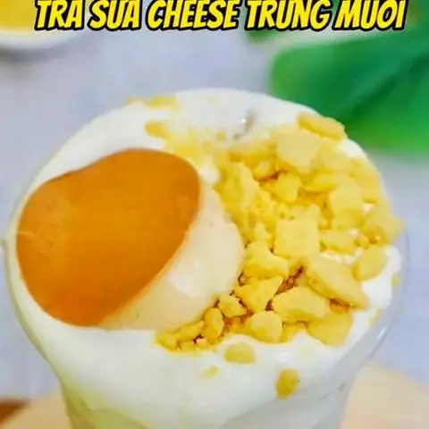 Hình ảnh Trà sữa kem cheese flan trứng muối