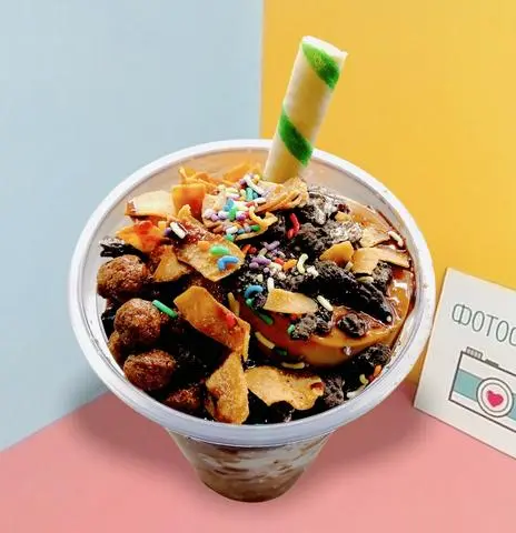 Hình ảnh Milo Dầm Bánh Flan Trân Châu Đen (1 Cái)