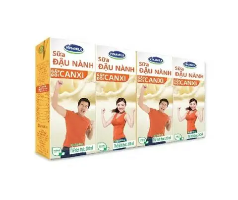 Hình ảnh Lốc 4 Sữa Đậu Nành Tươi 180ml, Sữa Đậu Nành Có Đường Vinamilk Chính Hãng