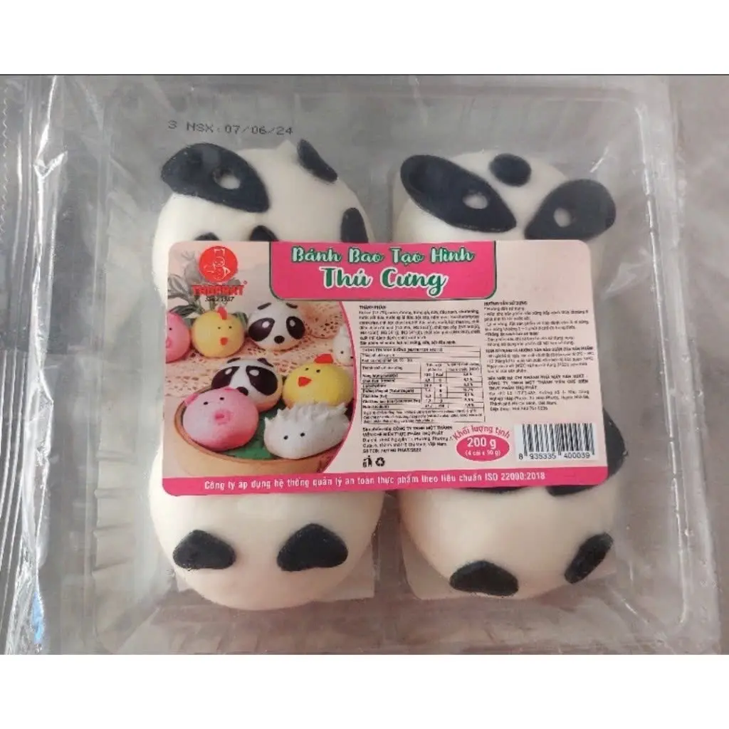 Hình ảnh Bánh Bao Tạo Hình Con Gấu Lá Dứa (Gói 4 cái)