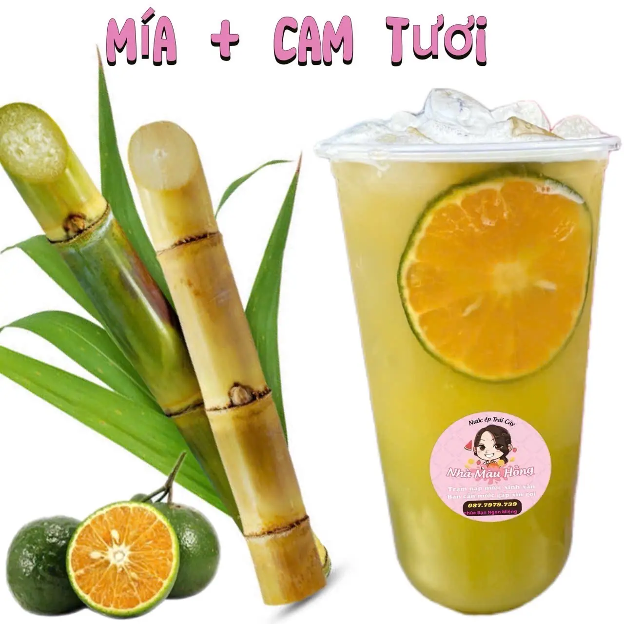 Hình ảnh Nước Mía + Cam tươi ly 900ml