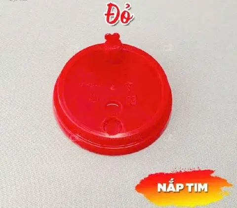 Hình ảnh 50 Nắp Tim Nhựa Đỏ, Phi 90mm Ly 500ml, 700ml, Nắp Cao Cấp Trà Sữa, Cà Phê...