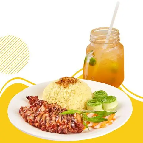 Hình ảnh Combo cơm xá xíu - trà đào tắc