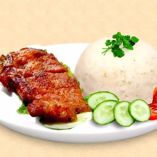 Hình ảnh 2 phần cơm sườn - mực khoanh chiên xù