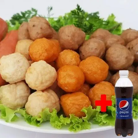 Hình ảnh Combo 30 Cá Tôm Bò Viên Chiên + Pepsi