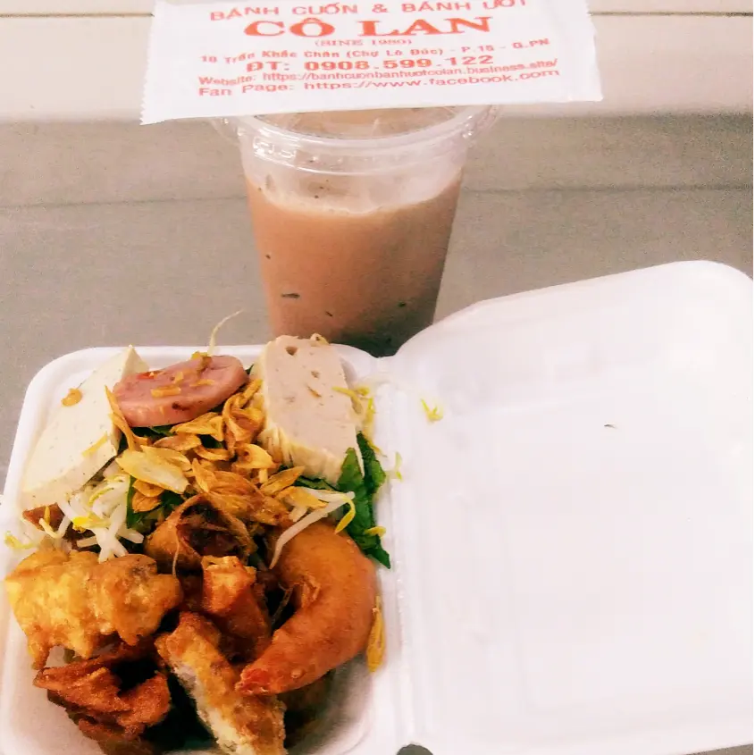 Hình ảnh Combo bánh ướt full topping - cà phê sữa - khăn lạnh