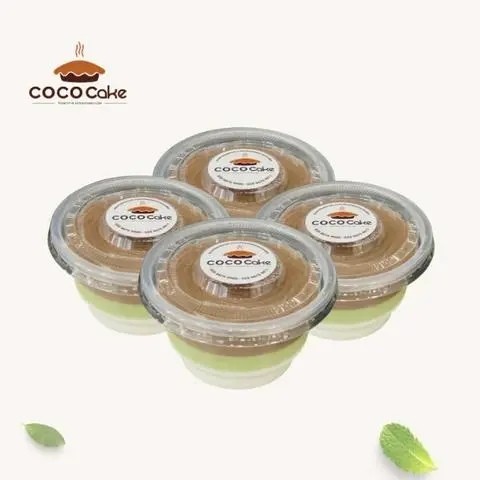 Hình ảnh Set 4 ly 200g rau câu cacao sữa dừa lá dứa