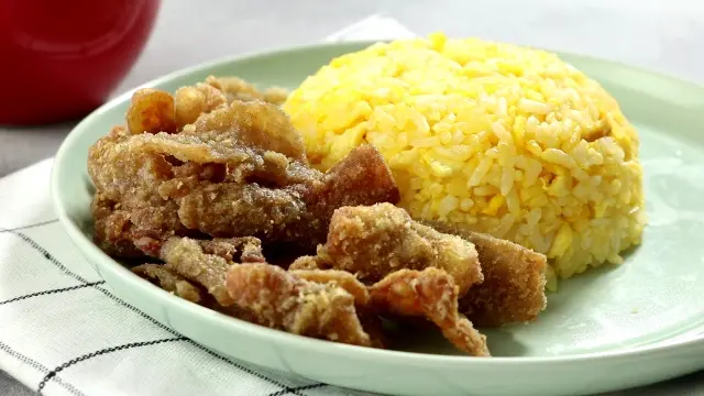 Hình ảnh cơm da gà giòn sốt