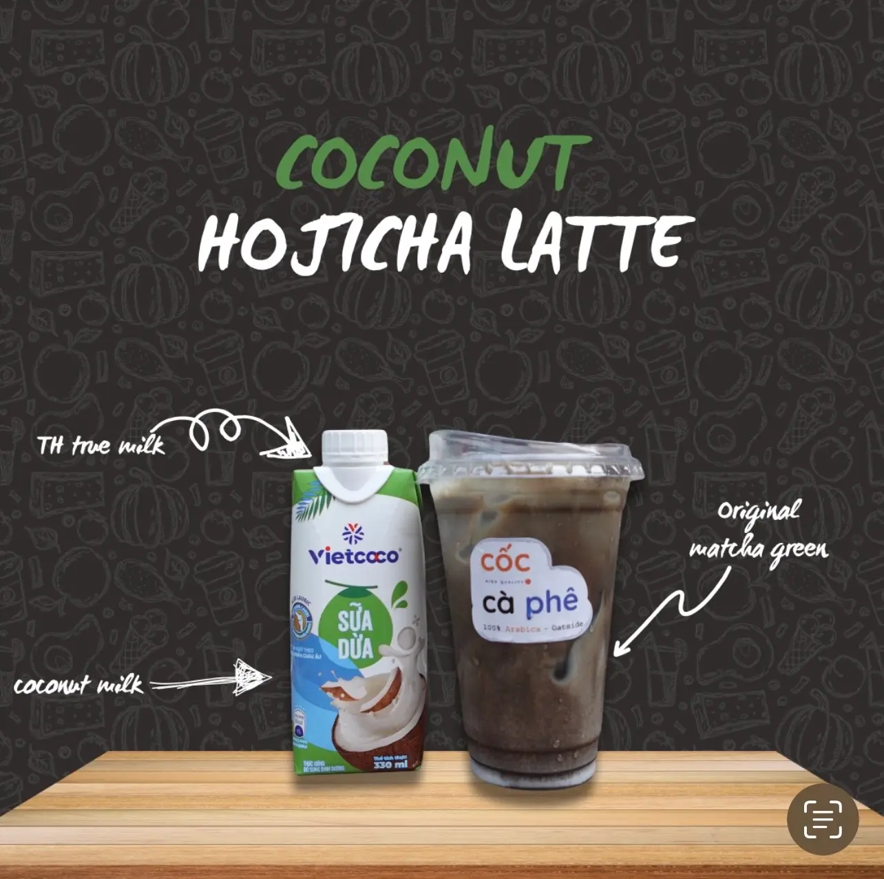 Hình ảnh Houjicha sữa dừa