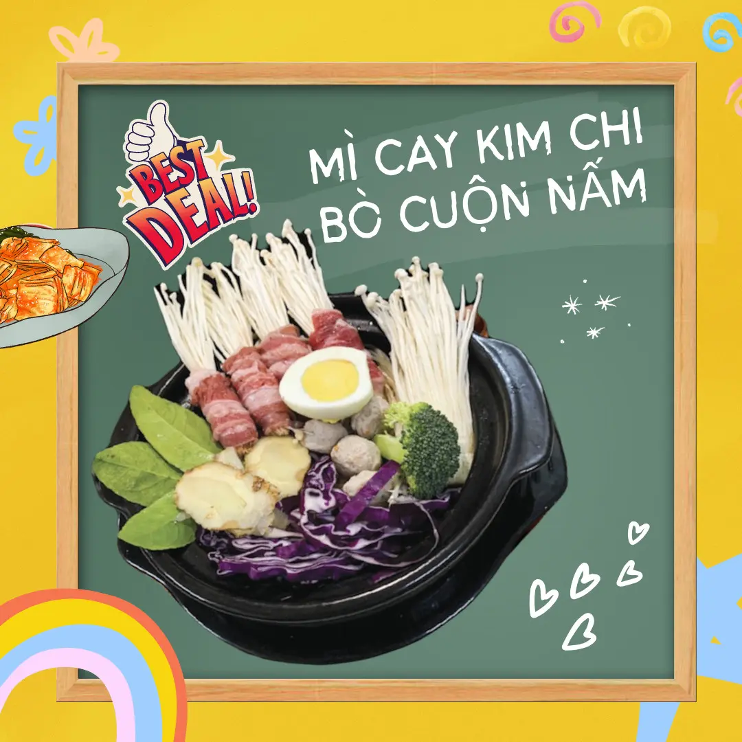 Hình ảnh Mì Cay Bò Cuộn Nấm Kim Châm - 매운라면 소고기 팽이버섯 말이