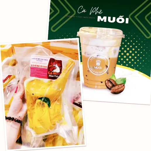 Hình ảnh Nữa con gà ủ muối hoa tiêu + 1 ly cà phê muối
