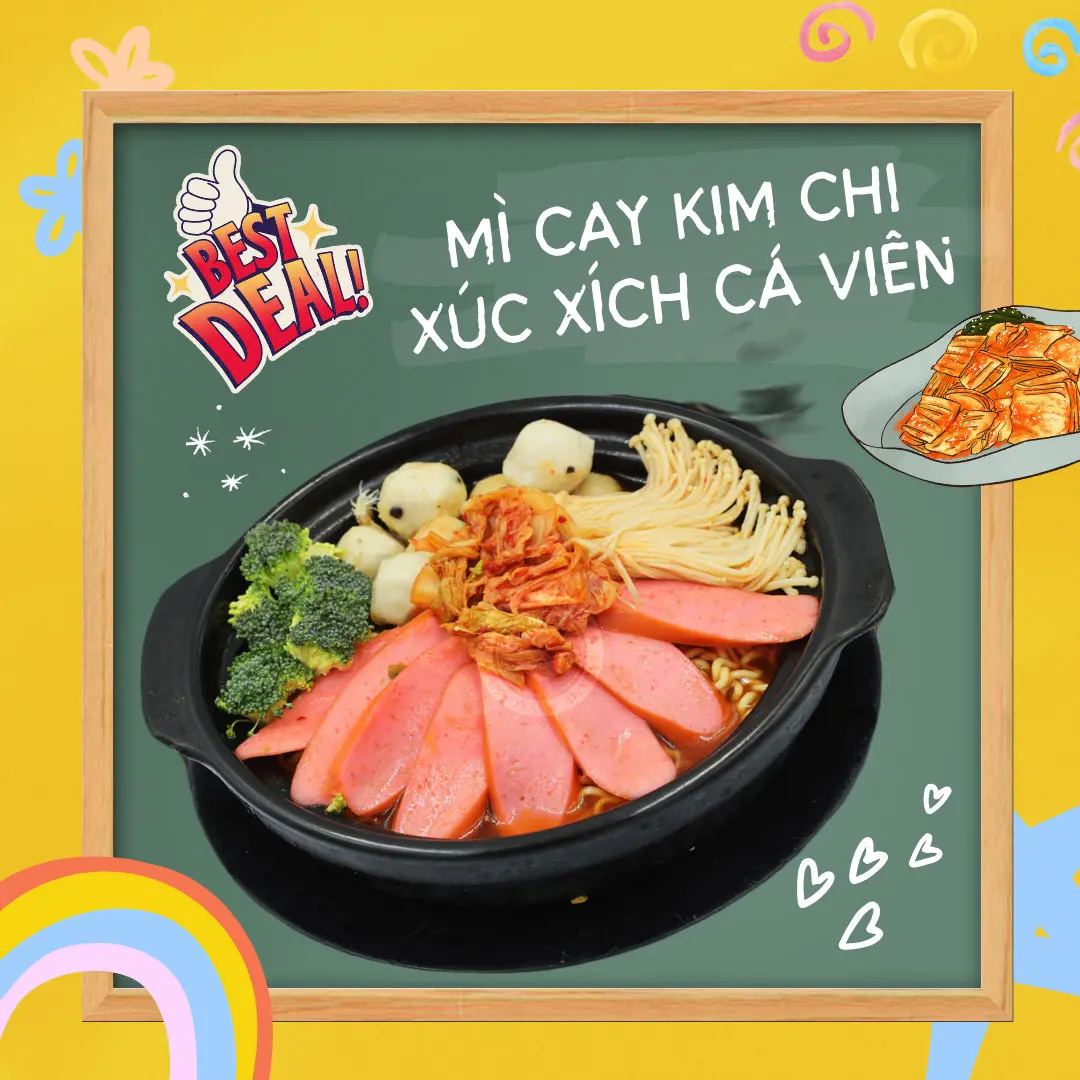 Hình ảnh Mì Cay Xúc Xích, Cá Viên - 매운 라면 소시지와 어묵