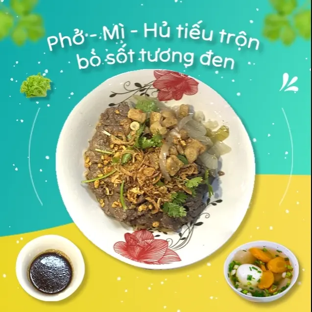 Hình ảnh Mì trộn bò sốt tương đen - lớn - trứng lòng đào