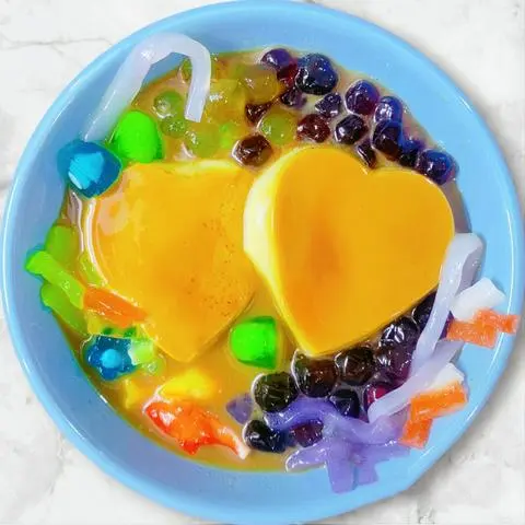 Hình ảnh 2 Bánh Flan Trái Tim Bự Caramen, Trân Châu, Combo 8 Thạch