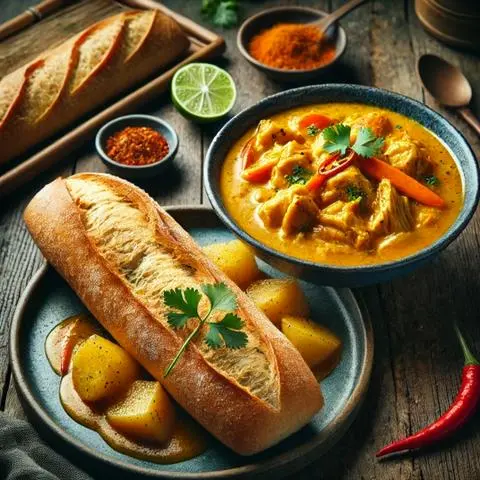 Hình ảnh Bánh mì cari gà