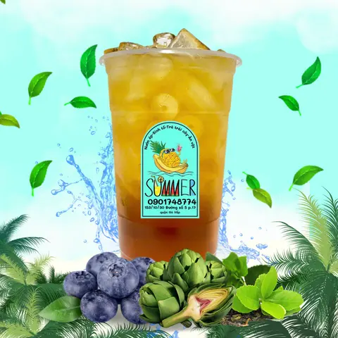 Hình ảnh Trà Việt Quất Hoa Atiso Đỏ Ly 700ml 