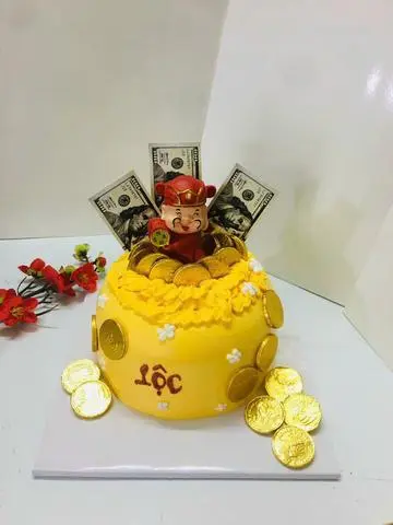 Hình ảnh Bánh Kem hủ vàng ông thần tài 