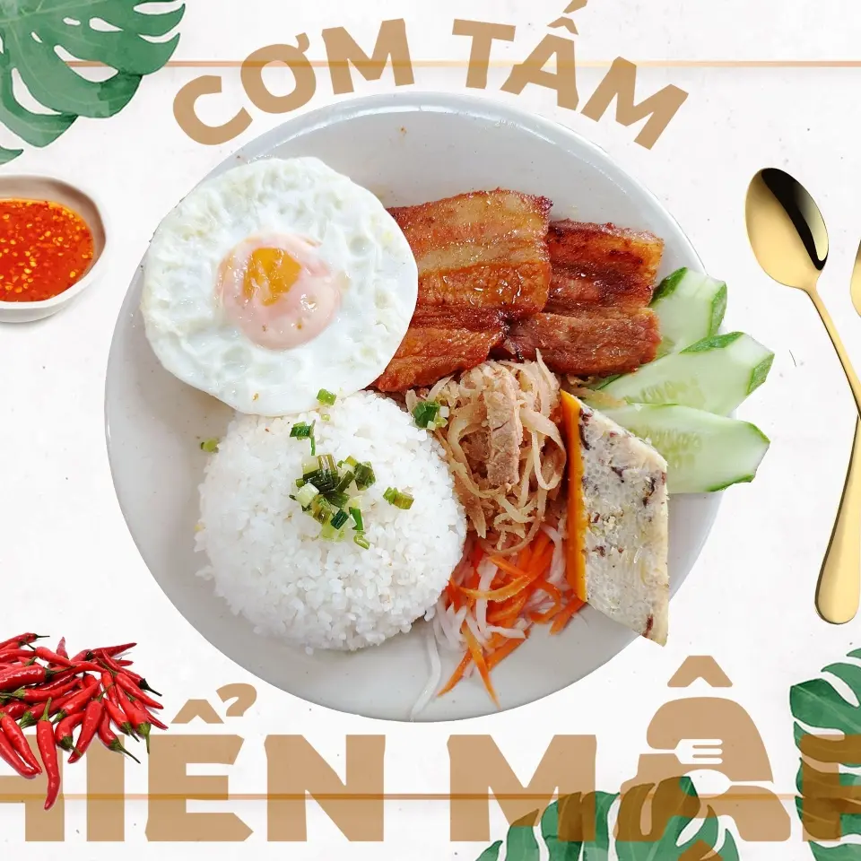 Hình ảnh Cơm ba rọi bì chả trứng