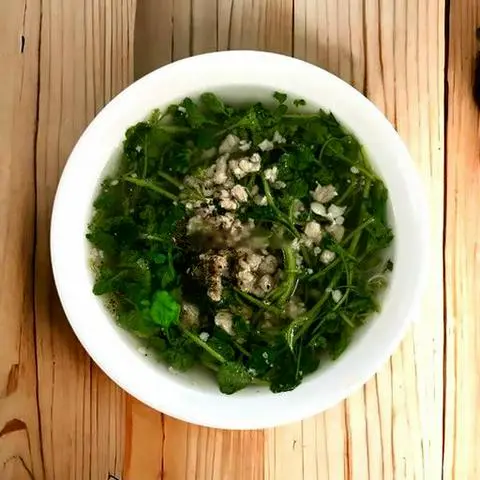Hình ảnh Canh xà lách xoong thịt bằm
