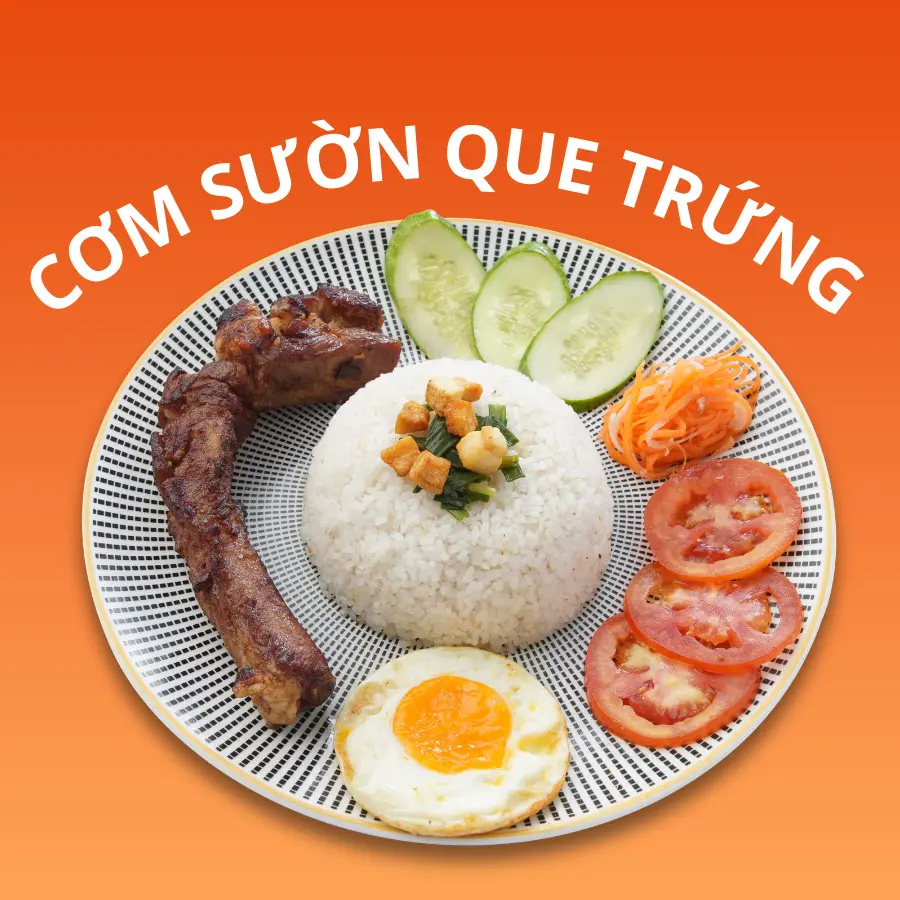 Hình ảnh cơm-sườn cọng - trứng