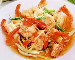 Hình ảnh cơm chiên tôm xào củ hành 