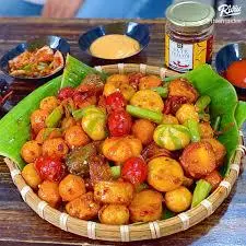 Hình ảnh mẹt viên chiên tá lả sốt đặt biệt siêu to khổng lồ