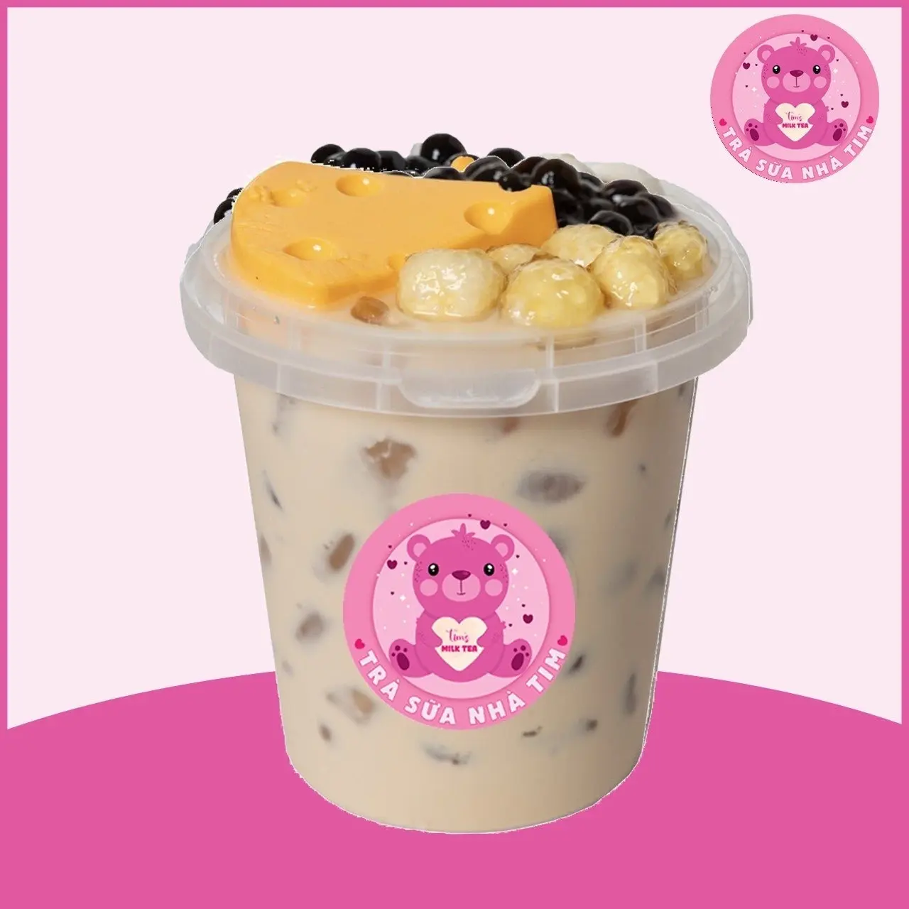 Hình ảnh Ly Trà Sữa Phômai Jerry và 4 viên Phomai Size L