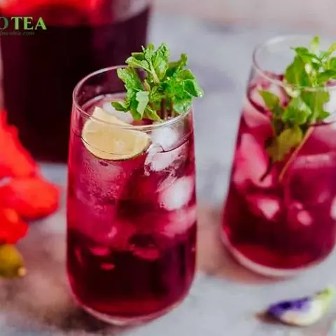 Hình ảnh Trà hibiscus việt quất tặng thạch dừa
