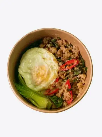 Hình ảnh Cơm Thịt Xào Húng Quế