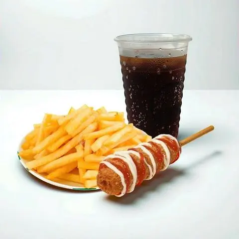Hình ảnh corndog+ khoai Tây chiên + CoCa 