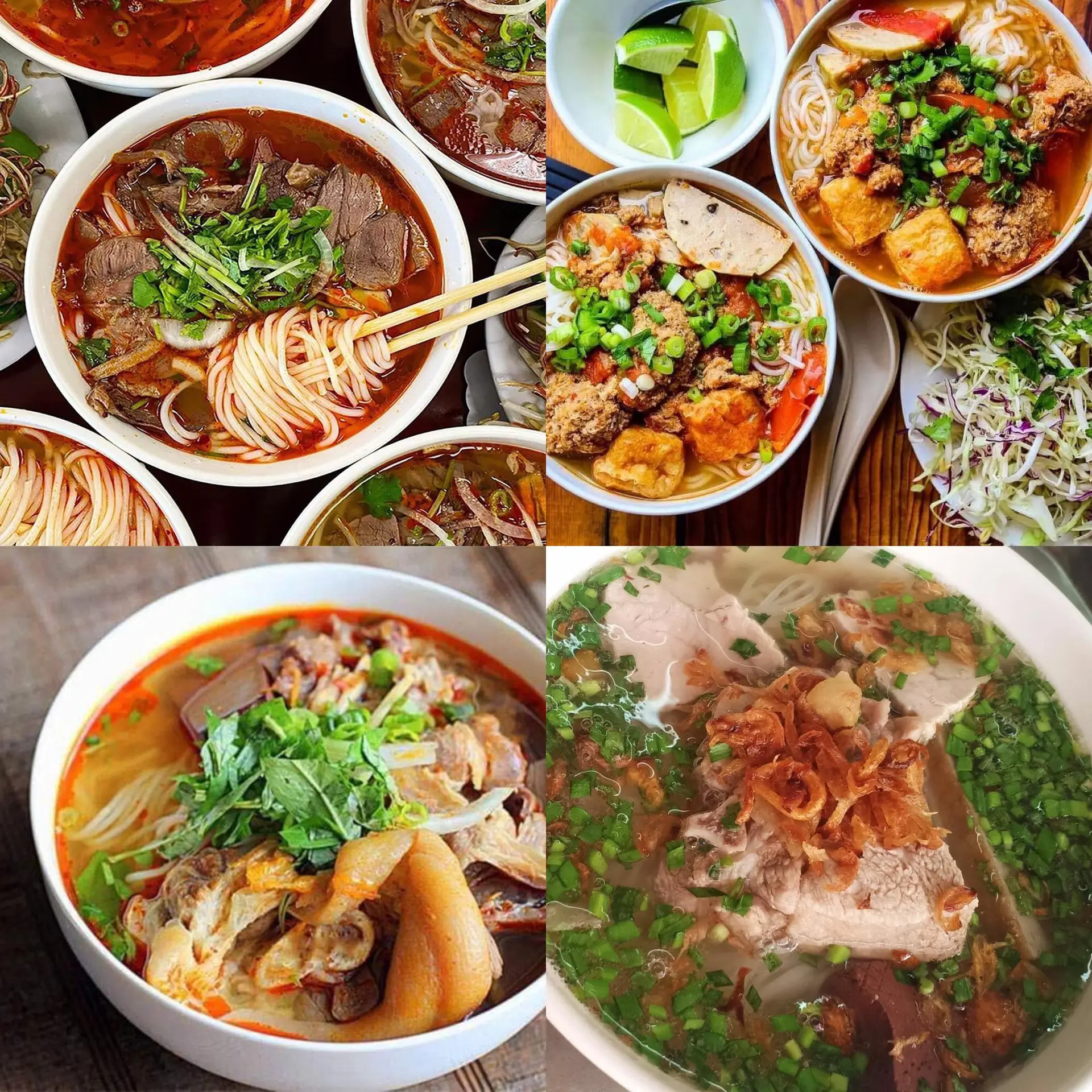Hình ảnh bún bò tô đầy đủ(giò heo+bò nạm +bò tái+chả gân)