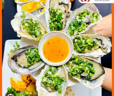 Hình ảnh Hàu đại dương nướng mỡ hành 5 con