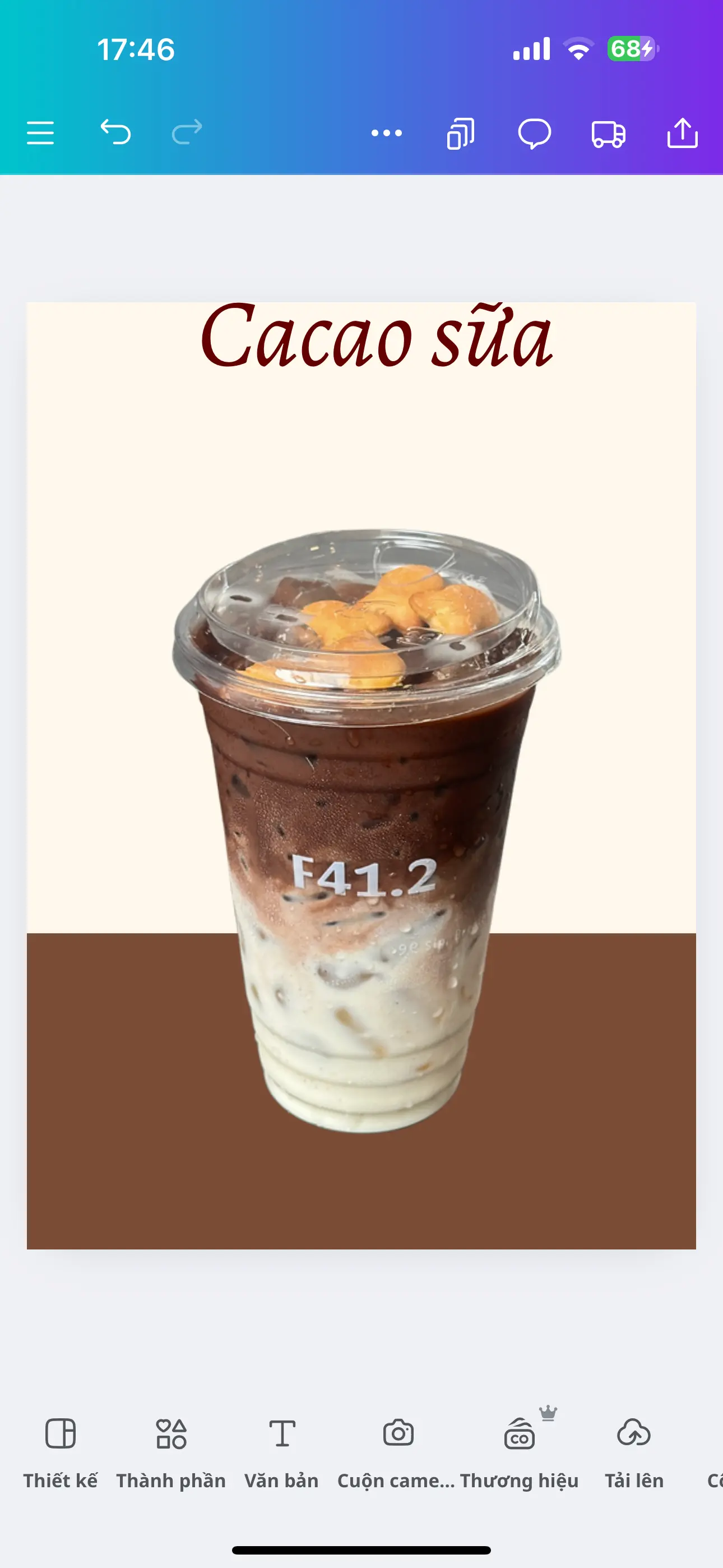 Hình ảnh Cacao latte + bánh gấu (size L) 
