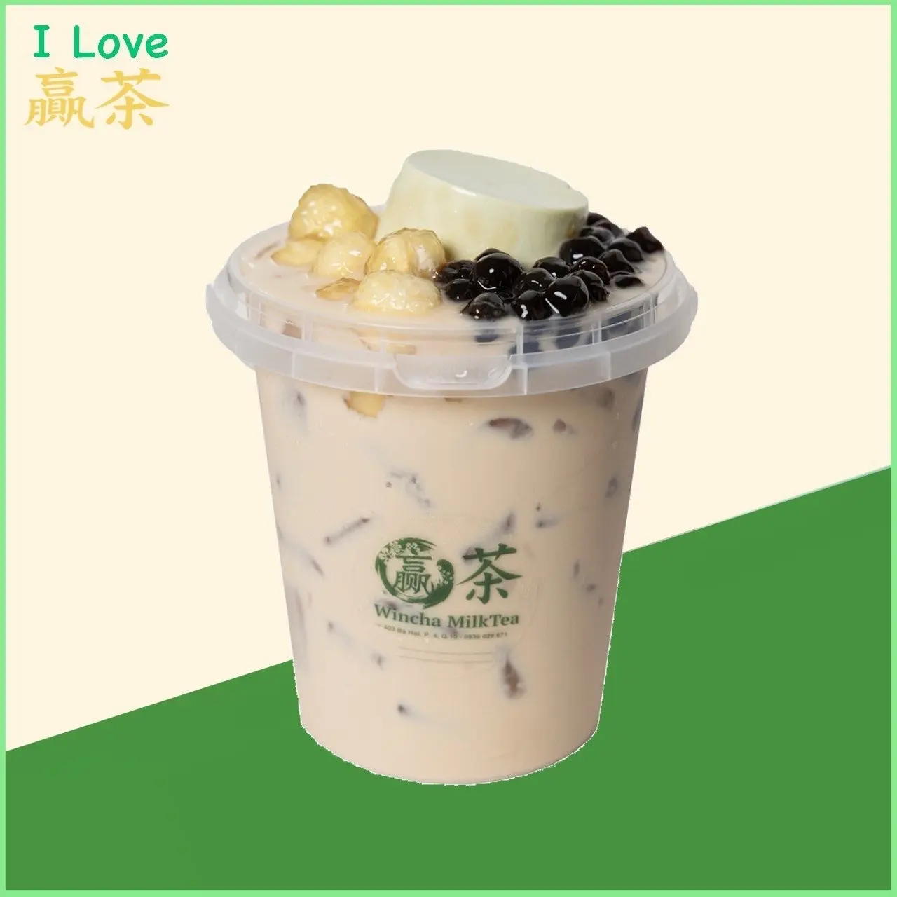 Hình ảnh Ly Trà Sữa Panna cotta và 4 Phô mai viên Size L 700ML