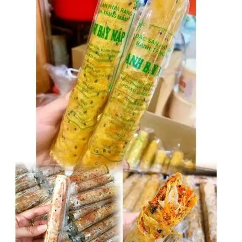 Hình ảnh Bánh Tráng Nhân Tép, Chà Bông, Hành Phi...Đầy Đủ, Bánh Tráng Cuốn Nướng Thơm Ngon